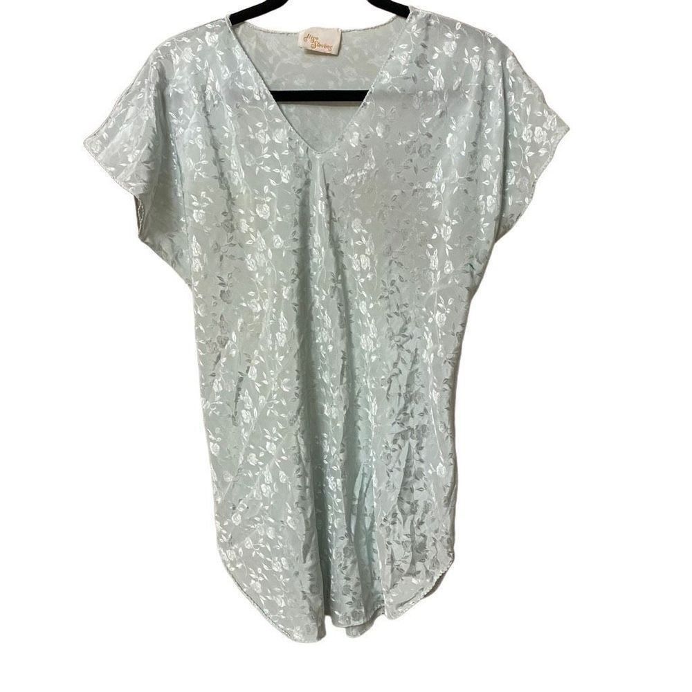 Vintage Ilise Stevens Pastel Green Brocade Nightie